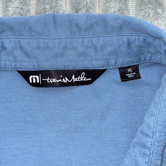 Travis Mathew Polo Shirt Mens XL Blue Short Sleeve Golf Preppy Pima Cotton Blend - Picture 3 of 8